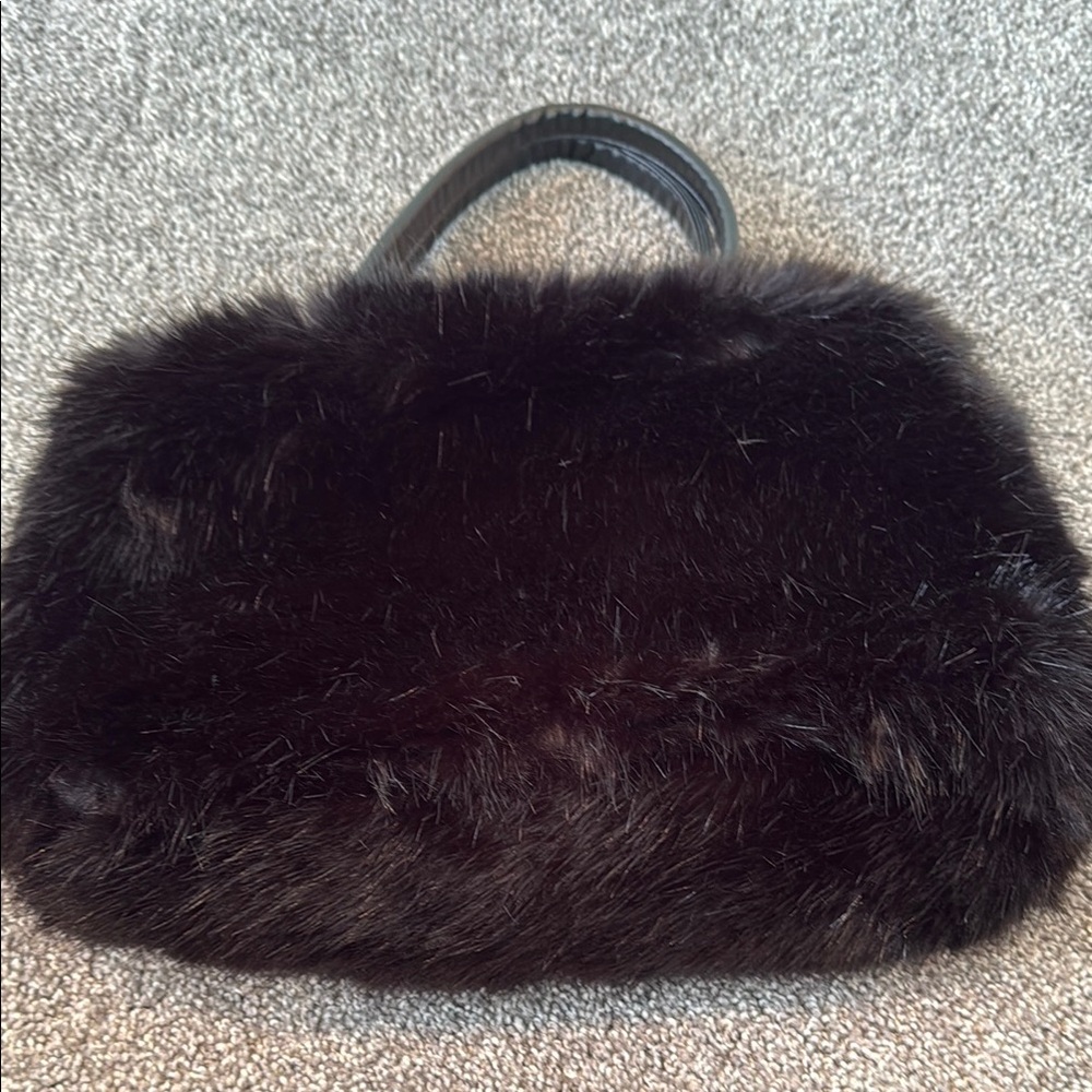 Elegant Black Faux Fur Handbag